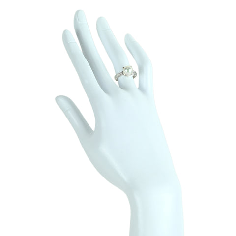 【中古】TASAKI タサキ PT900 AKOYA PEARL アコヤパールリング 8.1mm D0.09ct 4.8g #11.5