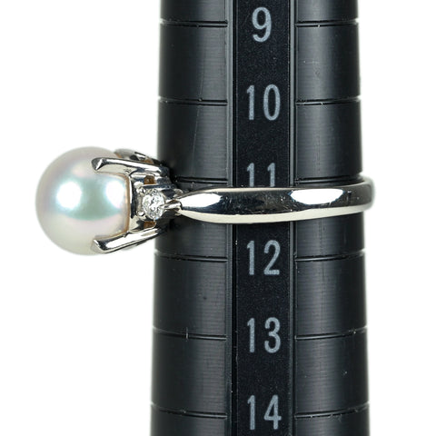 【中古】TASAKI タサキ PT900 AKOYA PEARL アコヤパールリング 8.1mm D0.09ct 4.8g #11.5