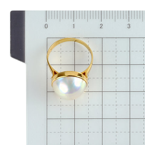 【中古】 K18YG MABE PEARL マベパールリング 12mm 3.3g #7.5