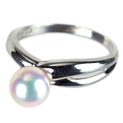 【中古】 PT900 AKOYA アコヤパールリング 7.5mm D0.08ct 5.5g #16