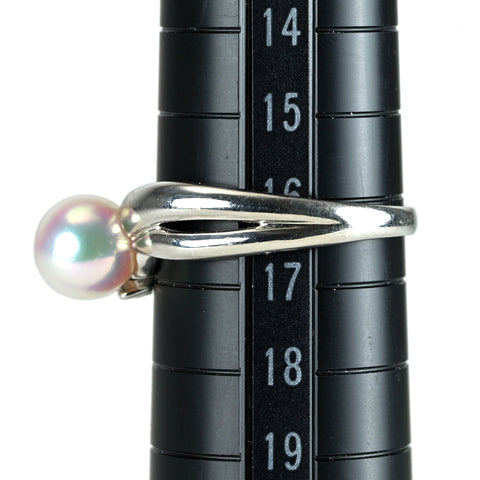 【中古】 PT900 AKOYA アコヤパールリング 7.5mm D0.08ct 5.5g #16