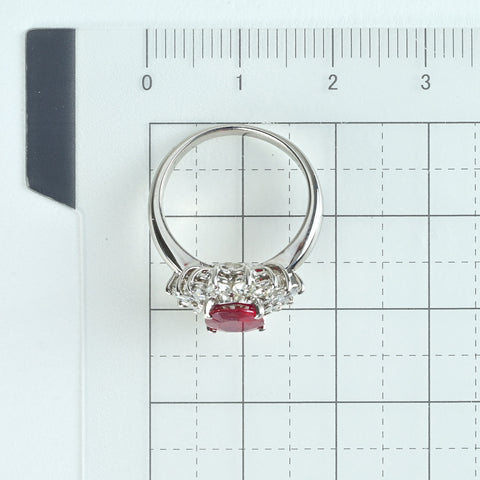 【中古】PT900 RUBY タイ産ルビーリング R1.22ct D0.65ct GRS鑑別書 6.1g #8
