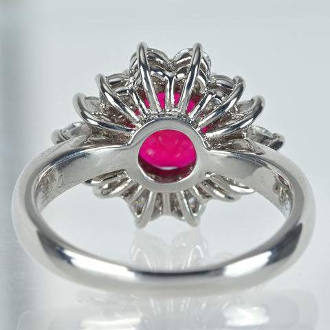 【中古】PT900 RUBY タイ産ルビーリング R1.22ct D0.65ct GRS鑑別書 6.1g #8