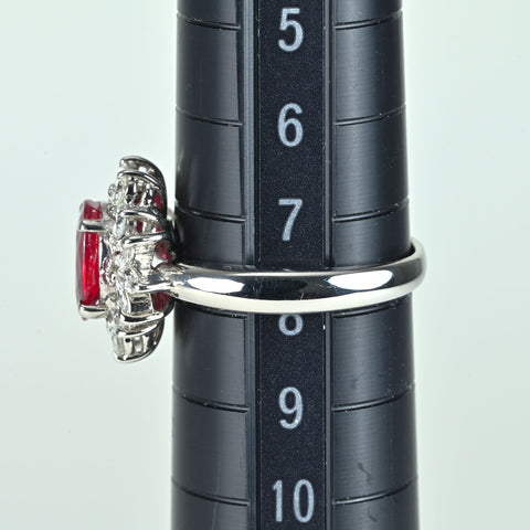 【中古】PT900 RUBY タイ産ルビーリング R1.22ct D0.65ct GRS鑑別書 6.1g #8