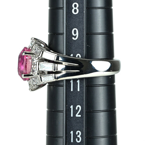 【中古】 Pt900 PINK SAPPHIRE ナチュラルオレンジ ピンクサファイア リング S2.13ct D0.94ct 9.5g #10.5 GRS鑑別書