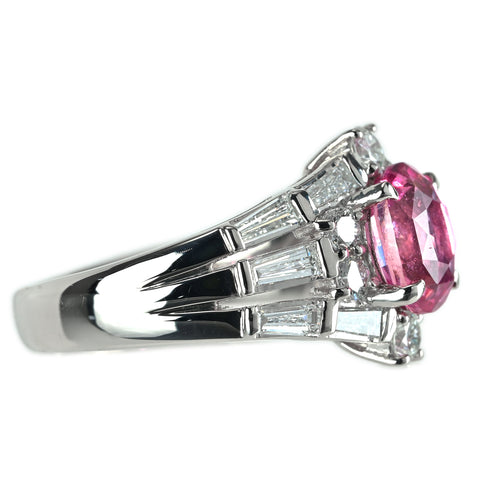 【中古】 Pt900 PINK SAPPHIRE ナチュラルオレンジ ピンクサファイア リング S2.13ct D0.94ct 9.5g #10.5 GRS鑑別書
