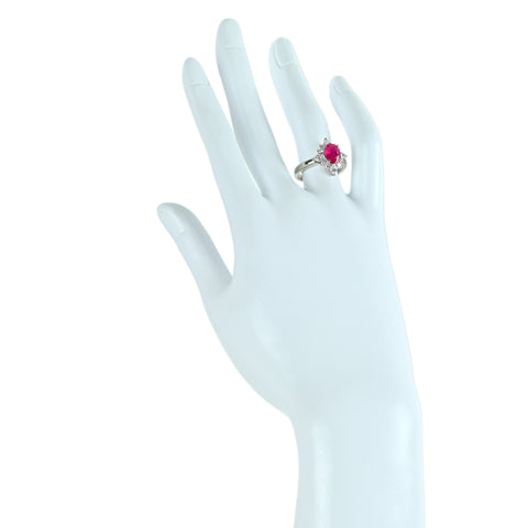 【中古】PT900 RUBY ビルマ産ルビーリング R1.54ct D0.71ct #12 GRS鑑別書付き