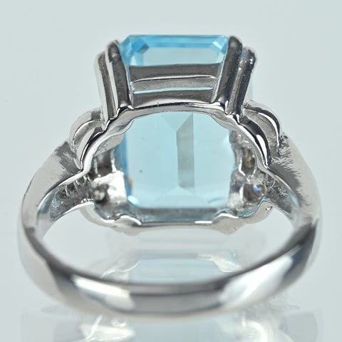 【中古】PT900 AQUAMARINE アクアマリンリング A8.31ct D0.47ct 9.3g #13