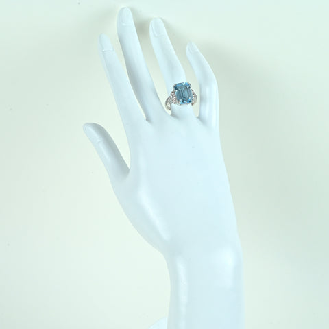 【中古】PT900 AQUAMARINE アクアマリンリング A8.31ct D0.47ct 9.3g #13