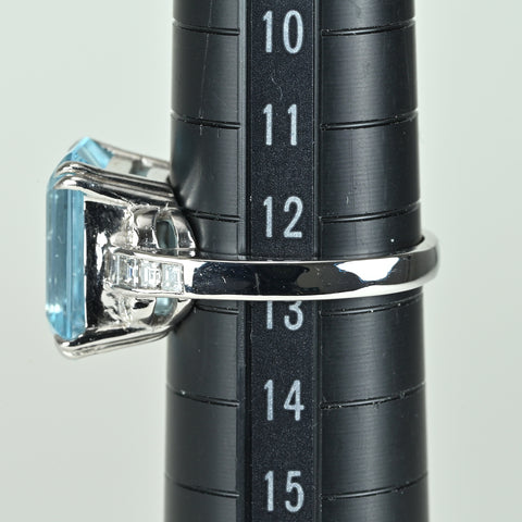 【中古】PT900 AQUAMARINE アクアマリンリング A8.31ct D0.47ct 9.3g #13