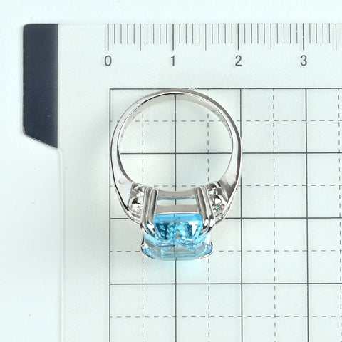 【中古】PT900 AQUAMARINE アクアマリンリング A8.31ct D0.47ct 9.3g #13