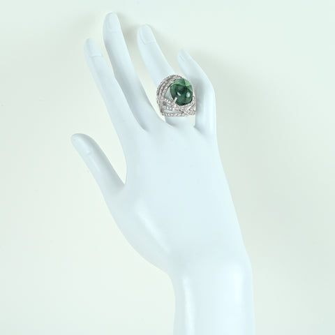 【中古】PT900 EMERALDトラピチェエメラルドリング E14.03ct D1.77ct 17.2g #12