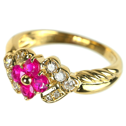 【中古】K18YG RUBY ルビーリング R0.50ct D0.22ct 3.7g #10.5
