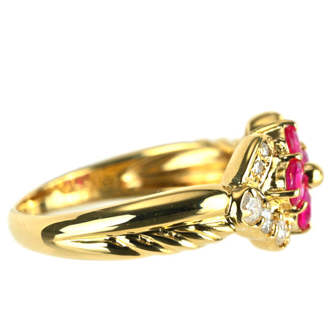 【中古】K18YG RUBY ルビーリング R0.50ct D0.22ct 3.7g #10.5