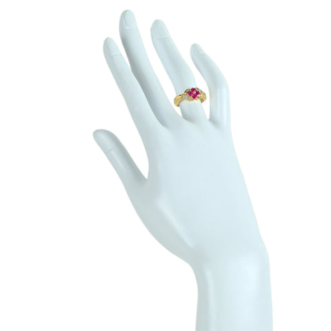 【中古】K18YG RUBY ルビーリング R0.50ct D0.22ct 3.7g #10.5