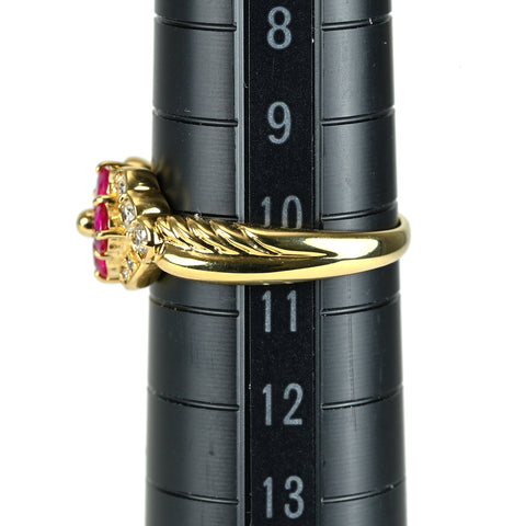 【中古】K18YG RUBY ルビーリング R0.50ct D0.22ct 3.7g #10.5