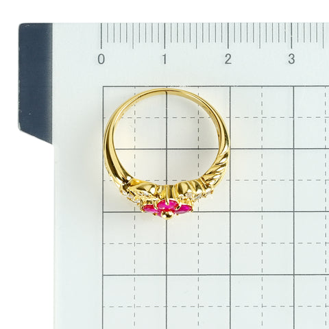 【中古】K18YG RUBY ルビーリング R0.50ct D0.22ct 3.7g #10.5