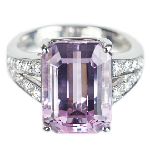 【中古】PT900 KUNZITEクンツァイトリング K10.01ct D0.34ct JGGCミニ鑑別 10.2g #12.5