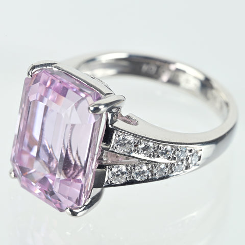 【中古】PT900 KUNZITEクンツァイトリング K10.01ct D0.34ct JGGCミニ鑑別 10.2g #12.5