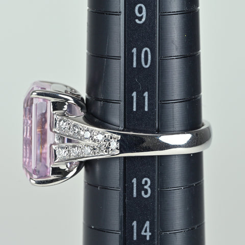 【中古】PT900 KUNZITEクンツァイトリング K10.01ct D0.34ct JGGCミニ鑑別 10.2g #12.5