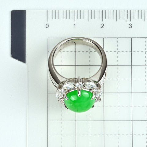 【中古】PT900 JADEITEヒスイリング D1.897 JGGCミニ鑑別書 14.1g #12
