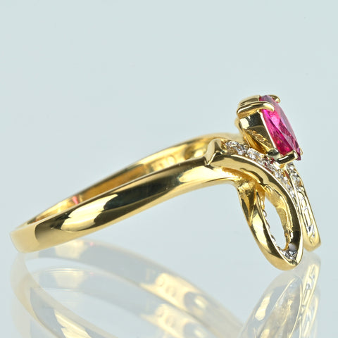 【中古】K18YG RUBYルビーリング R0.25ct D0.07ct 2.2g #8.5