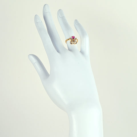 【中古】K18YG RUBYルビーリング R0.25ct D0.07ct 2.2g #8.5