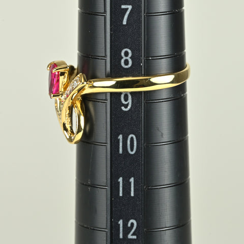 【中古】K18YG RUBYルビーリング R0.25ct D0.07ct 2.2g #8.5