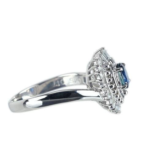 【中古】PT900 SAPPHIRE サファイアリング S0.45ct D0.17ct 3.8g #8.5