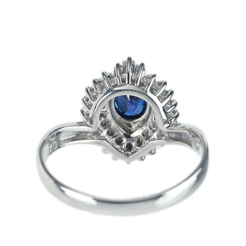 【中古】PT900 SAPPHIRE サファイアリング S0.45ct D0.17ct 3.8g #8.5
