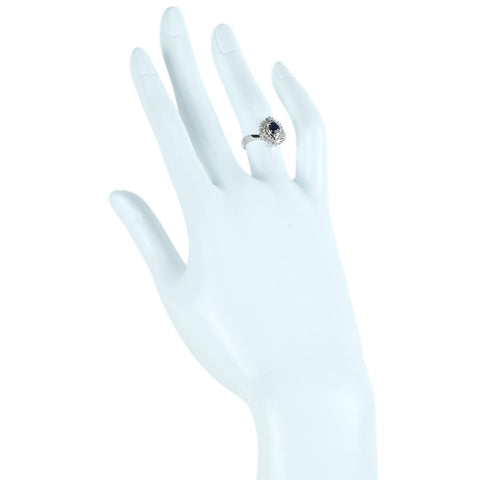【中古】PT900 SAPPHIRE サファイアリング S0.45ct D0.17ct 3.8g #8.5