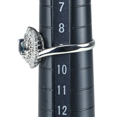【中古】PT900 SAPPHIRE サファイアリング S0.45ct D0.17ct 3.8g #8.5