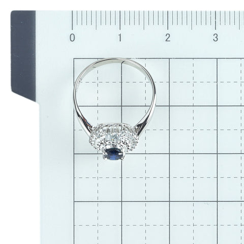 【中古】PT900 SAPPHIRE サファイアリング S0.45ct D0.17ct 3.8g #8.5