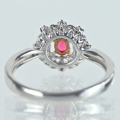 【中古】PT900/K18 RED SPINEL レッドスピネルリング RS0.231ct D0.04ct 日独宝石研究所ソ 4.1g #12