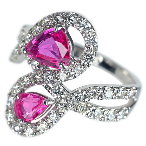 【中古】PT900 PINK SAPPHIRE ピンクサファイア リング PS1.00ct PS0.67ct D1.091ct 6.1g #12