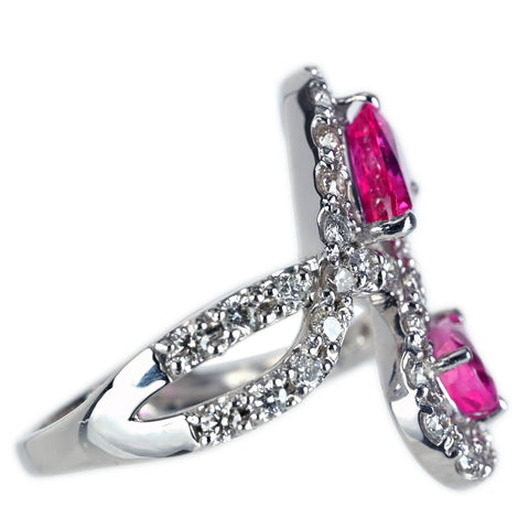 【中古】PT900 PINK SAPPHIRE ピンクサファイア リング PS1.00ct PS0.67ct D1.091ct 6.1g #12