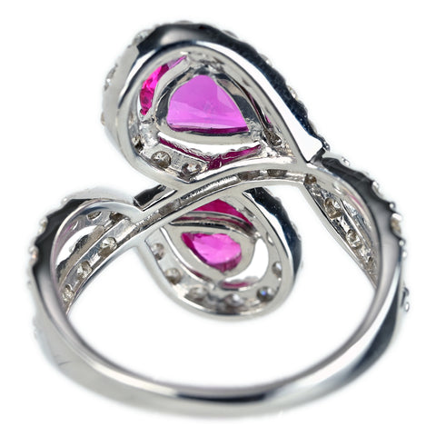 【中古】PT900 PINK SAPPHIRE ピンクサファイア リング PS1.00ct PS0.67ct D1.091ct 6.1g #12