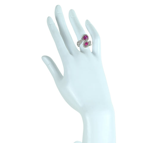 【中古】PT900 PINK SAPPHIRE ピンクサファイア リング PS1.00ct PS0.67ct D1.091ct 6.1g #12