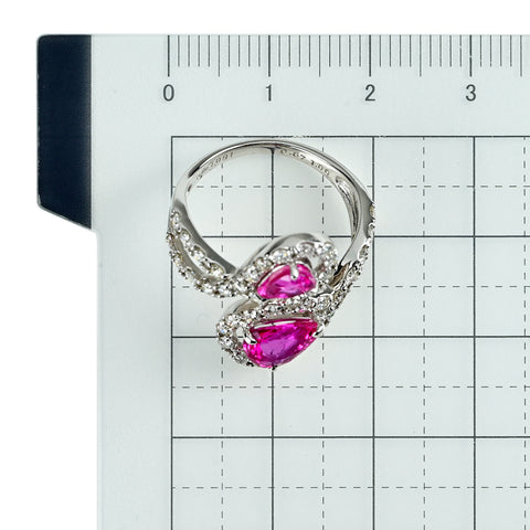 【中古】PT900 PINK SAPPHIRE ピンクサファイア リング PS1.00ct PS0.67ct D1.091ct 6.1g #12
