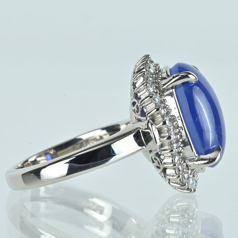 【中古】PT900 STAR SAPPHIREスターサファイアリング 12.85ct D0.50ct 14.1g #12