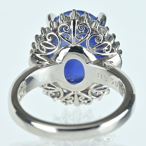 【中古】PT900 STAR SAPPHIREスターサファイアリング 12.85ct D0.50ct 14.1g #12