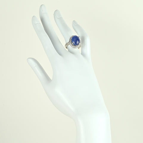 【中古】PT900 STAR SAPPHIREスターサファイアリング 12.85ct D0.50ct 14.1g #12