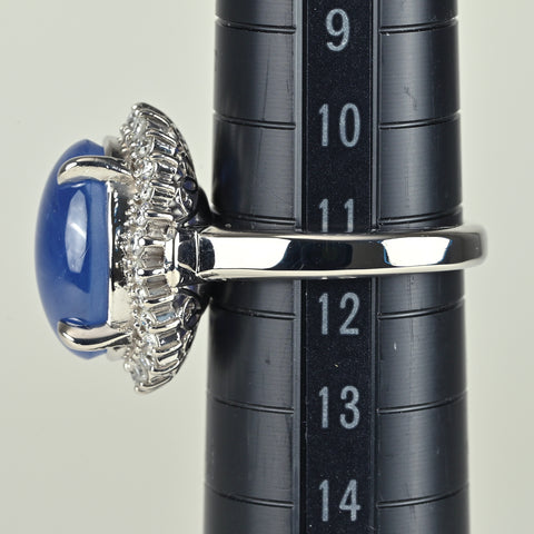 【中古】PT900 STAR SAPPHIREスターサファイアリング 12.85ct D0.50ct 14.1g #12