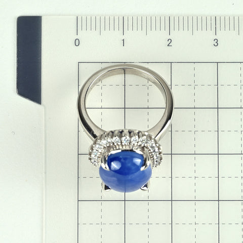【中古】PT900 STAR SAPPHIREスターサファイアリング 12.85ct D0.50ct 14.1g #12