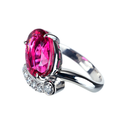 【中古】PT900 RUBELLITE TOURMALINEルベライトリング 3.51ct D0.21ct NGL鑑別書付き 8.0g #9