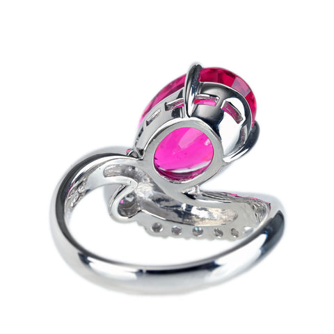 【中古】PT900 RUBELLITE TOURMALINEルベライトリング 3.51ct D0.21ct NGL鑑別書付き 8.0g #9