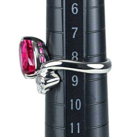【中古】PT900 RUBELLITE TOURMALINEルベライトリング 3.51ct D0.21ct NGL鑑別書付き 8.0g #9