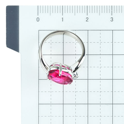 【中古】PT900 RUBELLITE TOURMALINEルベライトリング 3.51ct D0.21ct NGL鑑別書付き 8.0g #9