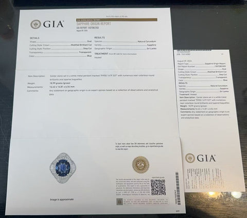 【中古】PT900 SAPPHIRE非加熱サファイアリング S14.79ct D3.37ct GIA鑑別書付き 22.7g #16