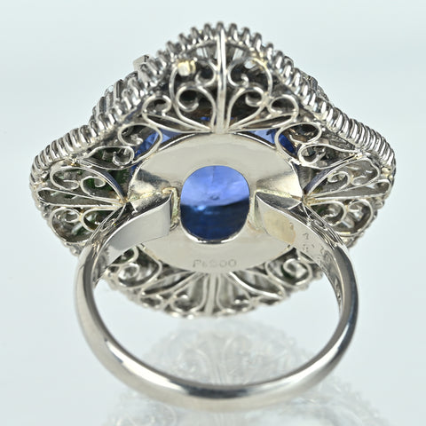 【中古】PT900 SAPPHIRE非加熱サファイアリング S14.79ct D3.37ct GIA鑑別書付き 22.7g #16